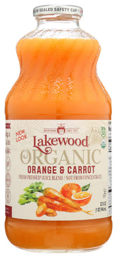 Lakewood front bottle showing bright orange color and organic branding for fresh mornings