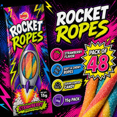 Lalees Rocket Ropes texture close-up highlighting chewy licorice exterior