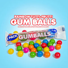 Lalees close-up of a tube with five gumballs showing vibrant colors and freshness