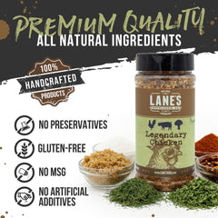 Close-up of Lane's rub texture and herbs, highlights natural ingredients and aroma