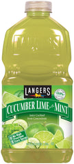 Langers bottle front label showing cucumber lime mint, clear branding and refreshing look