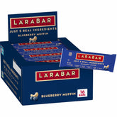 LÄRABAR front box showing 16-count blueberry muffin bars and benefits