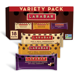 LÄRABAR front of box showing 18-bar assortment, convenient pantry stocking benefit