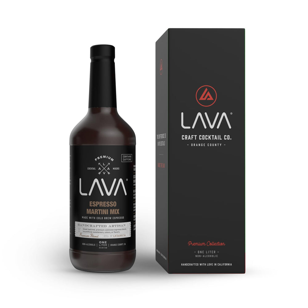 LAVA front bottle showing label and glass bottle design, highlights quality