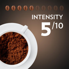 Lavazza bag label detail showing 100% Arabica information and origin benefits