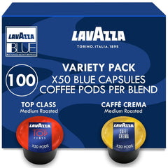 Lavazza Blue front packaging showing variety pack and branding, clear product info