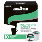 Lavazza Classico Decaf front box showing brand and benefit of aromatic medium roast