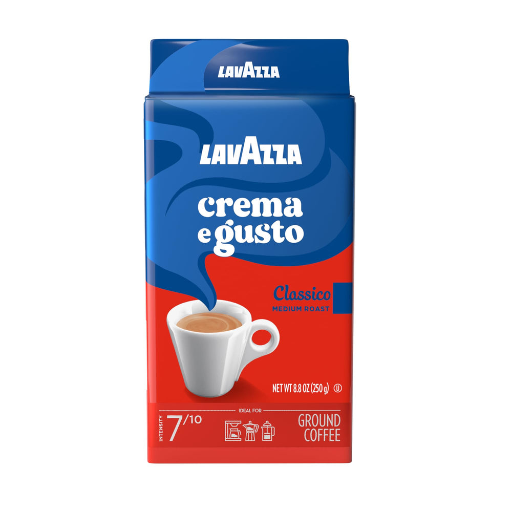 Lavazza front packaging showing four 8.8 oz bricks and clear brand recognition