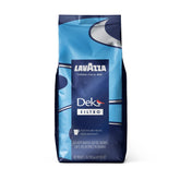 Lavazza Dek Filtro front package showing branding and size, clear Italian roast benefit
