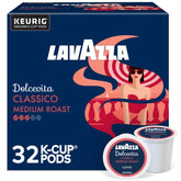 Lavazza Dolcevita front packaging showing 32 pods and a clear product benefit