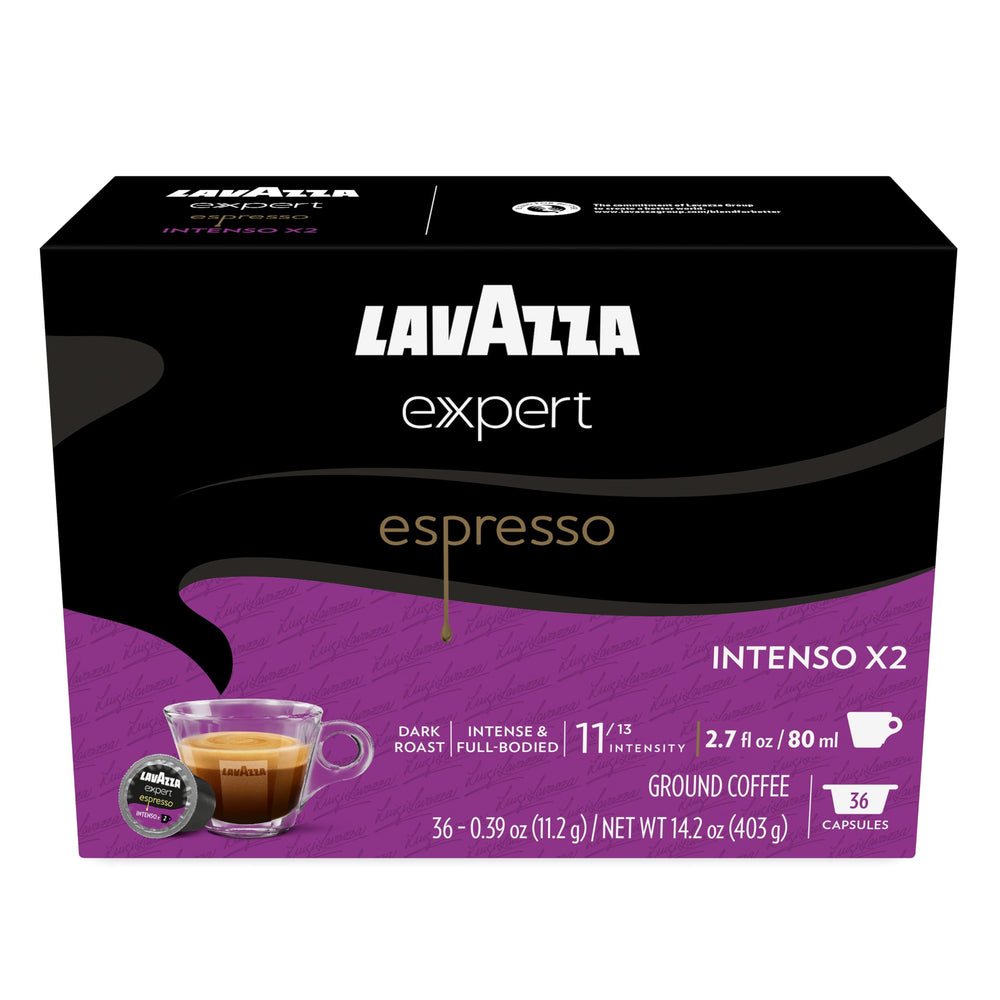 Lavazza Expert front packaging showing 36 capsules and bold roast appeal