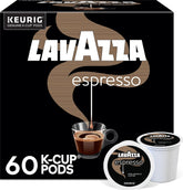 lavazza front box packaging showing 60-count supply and branding benefit convenience