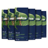 Lavazza front packaging showing six 12 oz bags and product branding benefit convenience