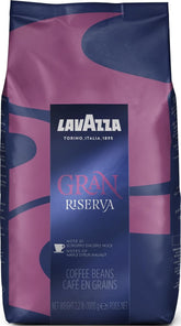 Lavazza Gran Riserva front packaging showing weight and Italian roast benefits