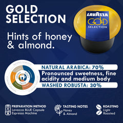 Lavazza capsule loaded into compatible Blue machine illustrating easy brewing