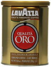 Lavazza Qualità Oro front can showing label and can design, signals authentic Italian quality