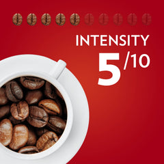 Lavazza Qualità Rossa back label with blend and roast details to inform brewing choices