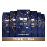 Lavazza Super Crema front packaging showing 32 oz bag and label benefits