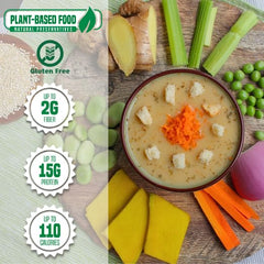 Lawasi prepared vegetable cream soup in cup showing quick comfort