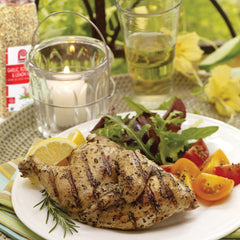 Lawry's rubbed chicken breast before grilling for flavorful crust