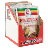 Lawry's front packaging showing bold fajita seasoning, adds restaurant flavor quickly