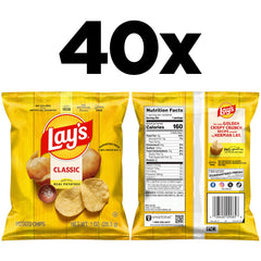 Lay's open bag with visible chips highlighting the crisp texture and classic flavor