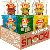 Lay's front packaging showing 40-count variety pack and convenient single-serve bags
