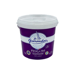 LE GUÉRANDAIS 2.2 lb pail of Guerande sea salt showing label and packaging benefit: authentic French finish