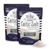 Le Marinier front pack showing grey coarse salt and branding for pantry use