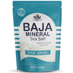 Le Marinier front packaging showing 1.1lb fine grind salt for easy pantry use