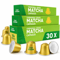 LeafCharm front packaging showing 30-count capsules and benefits