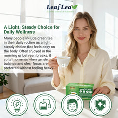 LeafLea dried green tea leaves detail revealing whole-leaf texture and quality