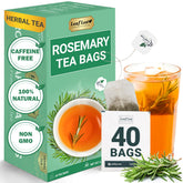 LeafLea front box showing 40 foil-wrapped rosemary tea bags and clear labeling benefit fresh storage