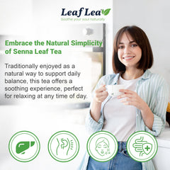 LeafLea brewed cup of senna tea showing pale golden color and calm aroma