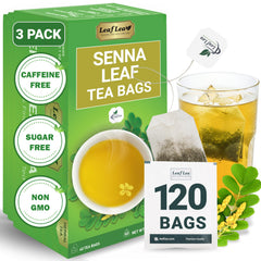 LeafLea front packaging showing three-box value pack and 120 count freshness