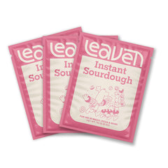 leaven foods front packaging showing three packets and brand — convenient sourdough solution