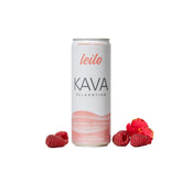 Leilo front packaging showing raspberry hibiscus can and brand clarity