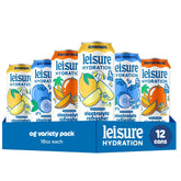 Leisure variety pack front packaging showing three flavors and 12 cans, appealing convenience