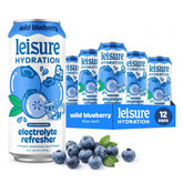 Leisure front can showing Wild Blueberry label and recyclable 16 oz design for convenient hydration