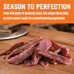 LEM sliced jerky on a tray after drying, demonstrating finished texture and color