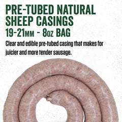 LEM casing close-up showing natural texture and juicy bite preservation