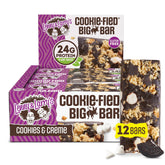 Lenny & Larry's front packaging showing Cookies & Creme big bar and protein highlight