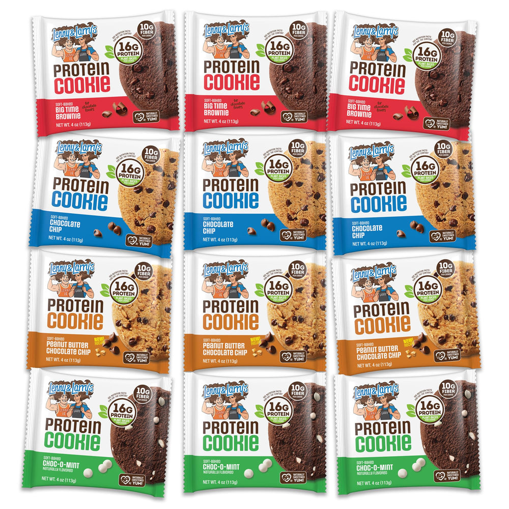 Lenny & Larry's front packaging Chocolate Lovers pack showing variety and convenience
