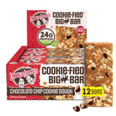 Lenny & Larry's front packaging of Cookie-fied BIG BAR showing box and individual wraps, clear product identity benefit