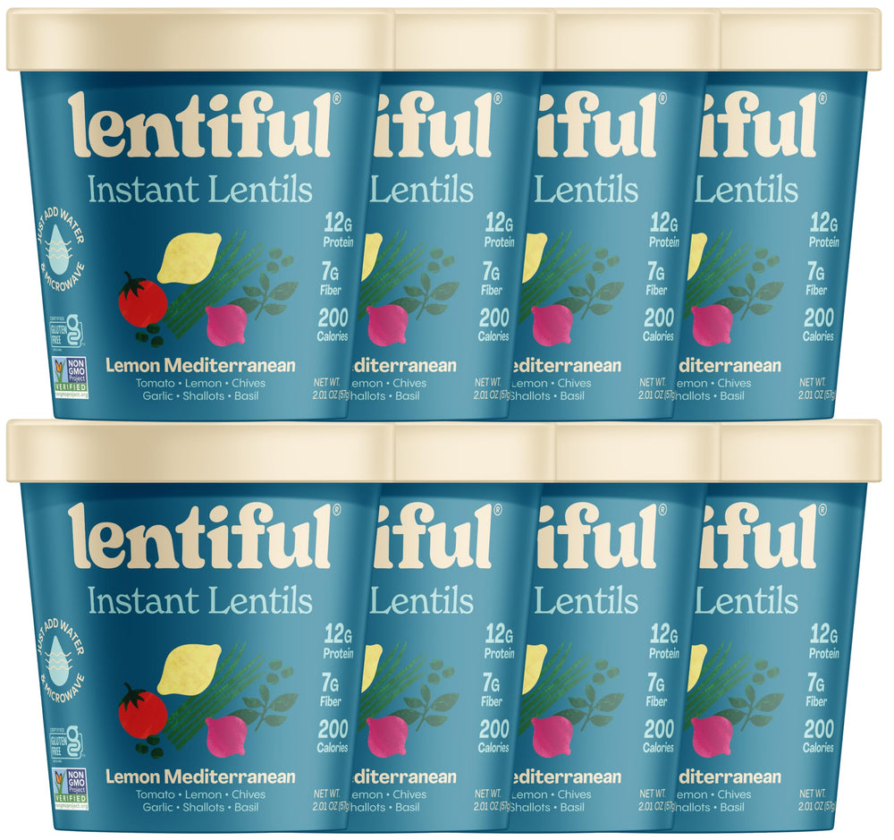 Lentiful lemon Mediterranean front packaging showing product and benefits