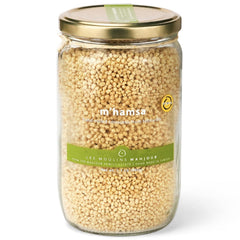 Les Moulins Mahjoub front packaging showing organic hand-rolled couscous with artisanal benefit