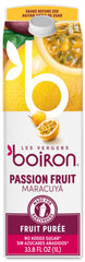 Les Vergers Boiron carton front showing 1L passion fruit puree, inspires professional use