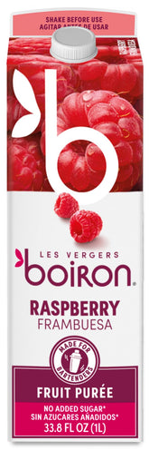 Les Vergers Boiron carton front view showing product and benefit of consistent flavor