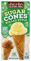 Let's Do Gluten Free front packaging showing cones and clear product view for trusted crunch