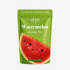 LEVO gummy mix powder close-up highlighting smooth texture and vibrant color